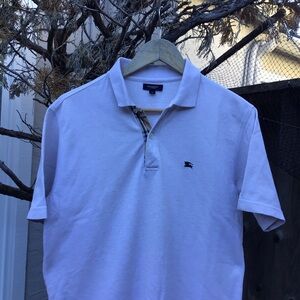 Burberry London Tan Brown Short Sleeve Polo Shirt Mens Small Nova Check Trim